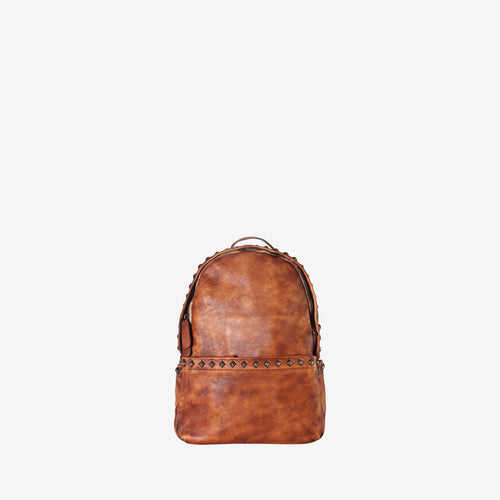 Genuine Leather Studded Simple Backpack