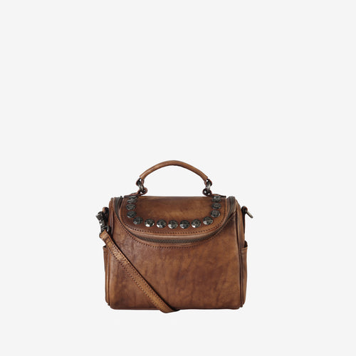 Genuine Leather Studded Decor Mini Tote Bag